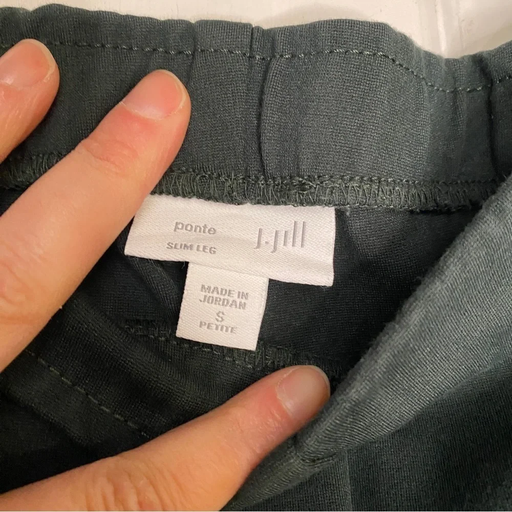 J. Jill Ponte Knit Slim Leg Pull On Pants Deep Green Color Size Petite Small